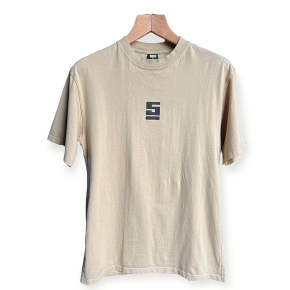 Sinostage Beige Men’s Graphic Embroidered T-Shirt, Medium - Picture 1 of 8